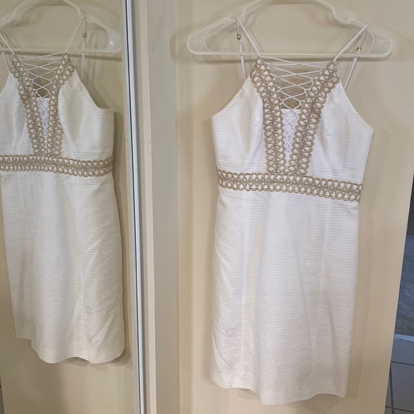 Lilly Pulitzer white with gold detail cocktail dress - Picture 1 of 4